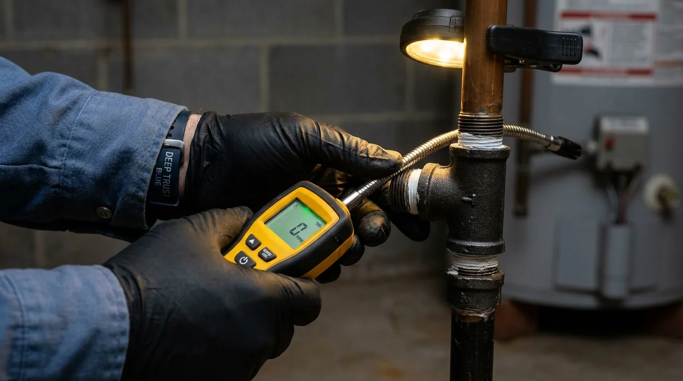 Gas leak detection with electronic sniffer by Johns Plumbing LLC in Jamesport