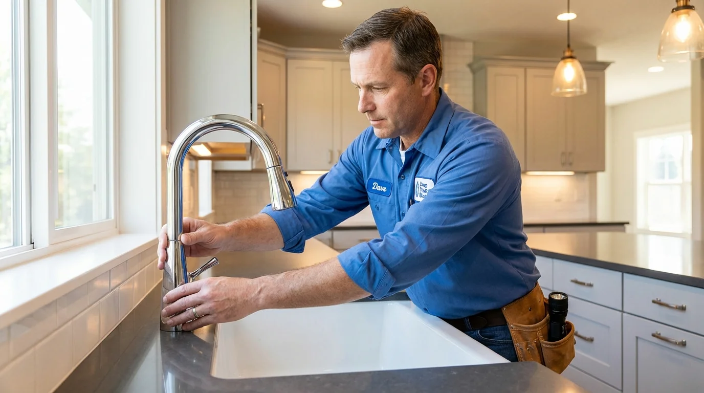 Kitchen faucet installation by Johns Plumbing LLC in Jamesport