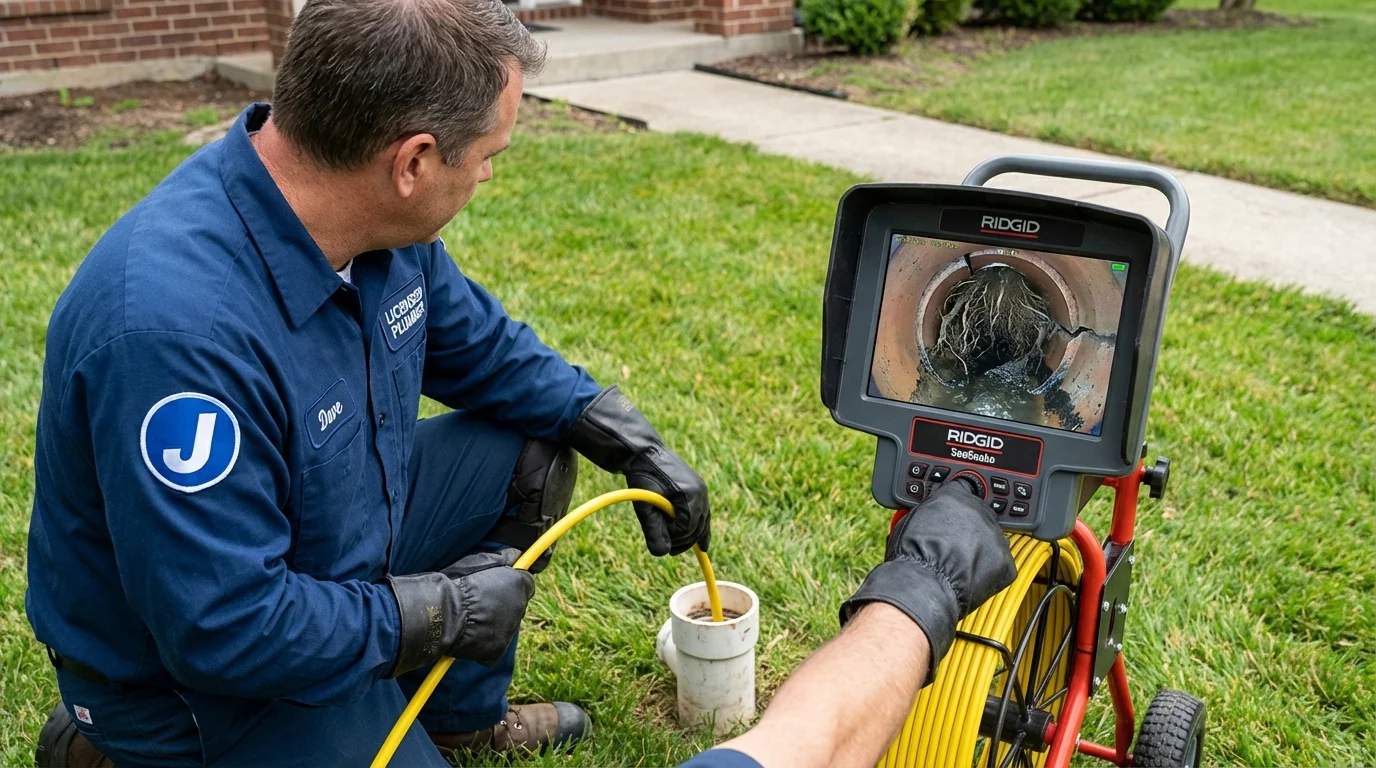 Sewer camera inspection being performed by Johns Plumbing LLC in Jamesport